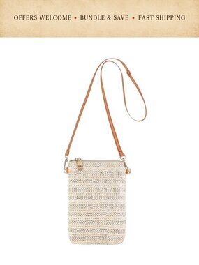 Straw Crossbody Phone Purse Detachable Rope Woven Cell Phone Bag for Women